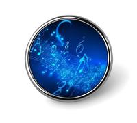 Spilla rotonda con note musicali blu, in metallo, personalizzata, adatta per abbigliamento, borse, cappelli, spilla stampata umoristica, decorazione per feste, accessori per uomini e donne