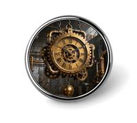 Spilla rotonda con orologio e ingranaggi in stile steampunk, spilla smaltata carina per uomo/donna, spilla per cravatta, accessori per abbigliamento, gioielli, bomboniere, cappelli, decorazioni per