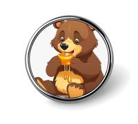 Spilla rotonda con orso che mangia per uomini e donne, spille da bavero resistenti ed eleganti, distintivi in metallo leggero per camicie, giacche, cappelli