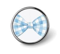 Spilla rotonda con papillon azzurro e bianco ad acquerello per uomo donna moda distintivo collare pin abito giacca zaino accessori