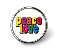Spilla rotonda con parole e scritta "Peace Love" in lettere colorate e audaci, per uomo e donna, alla moda, per collare, vestiti, giacche, zaini, accessori