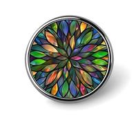 Spilla rotonda con petali colorati e fiori in vetro colorato per uomo e donna, accessorio alla moda per colletto, giacca, zaino e altri abiti.