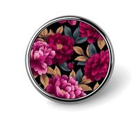 Spilla rotonda con petali e foglie floreali rosa e rossi per uomo e donna, accessorio alla moda per colletto, giacca, zaino e altri abiti.