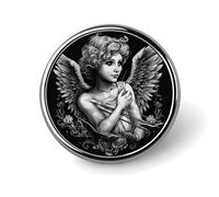 Spilla rotonda con ritratto di angelo, orso polare e cucciolo, per uomo e donna, accessori in lega per abiti, spilla da cravatta leggera da 1 pollice