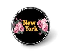 Spilla rotonda con rose di New York, spilla da bavero, per cravatta, abiti, matrimoni, compleanni, per uomini e donne