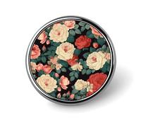 Spilla rotonda con rose e peonie in metallo personalizzata, adatta per abbigliamento, borse, cappelli, spilla stampata umoristica, decorazione per feste, accessori per uomini e donne