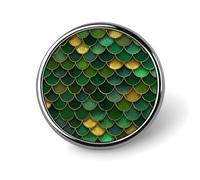 Spilla rotonda con scaglie di sirena verde, spilla con bottone, distintivo, accessorio per abbigliamento, per uomo e donna