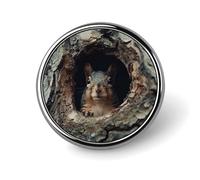 Spilla rotonda con scoiattolo nel foro dell'albero Distintivo personalizzato in metallo per abbigliamento borse cappello spilla stampata umoristica distintivo decorazioni per feste accessori per