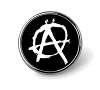 Spilla rotonda con scritta "Anarchy", stemma smaltato da bavero, gioiello decorativo per zaino e cappello.