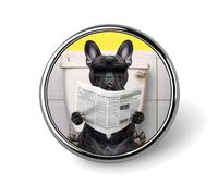 Spilla rotonda con scritta "Cane che legge il giornale", spilla da bavero, spilla da cravatta per donne, uomini, impiegati, insegnanti, decorazioni