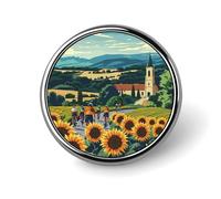 Spilla rotonda con scritta "Giro sul campo di girasoli", spilla da bavero, spilla da cravatta per donne, uomini, impiegati, insegnanti, decorazioni