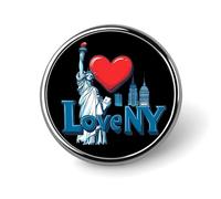 Spilla rotonda con scritta "I Love New York City", per cravatte, abiti, matrimoni, compleanni, per uomini e donne, Circular, Metallo