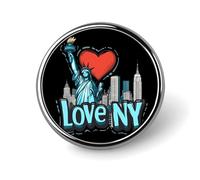 Spilla rotonda con scritta "I Love New York", per cravatta, abiti, matrimoni, compleanni, per uomini e donne