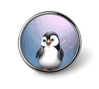 Spilla rotonda con scritta "I Love Penguins", in lega di alluminio resistente, leggera, per camicie, giacche, cappelli, uniformi, 2,5 cm