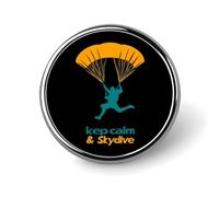Spilla rotonda con scritta "Keep Calm And Skydiving", accessorio per abito da sposa, compleanno, per uomini e donne