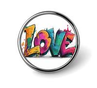 Spilla rotonda con scritta "Love", graffiti, per uomo e donna, alla moda, per colletto, giacca, zaino, accessori