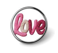 Spilla rotonda con scritta "Love" in finto ricamo, per uomo e donna, alla moda, per colletto, giacca, zaino, accessori