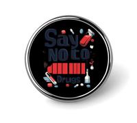 Spilla rotonda con scritta "Say No to Drugs", spilla da bavero, per cravatta, abiti, matrimoni, compleanni, per uomini e donne, Circular, Metallo