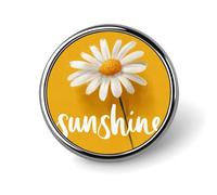 Spilla rotonda con scritta "Sunshine and Single Daisy on Yellow" per uomo e donna, alla moda, spilla per colletto, giacca, zaino, accessori