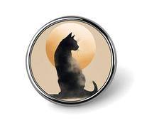 Spilla rotonda con silhouette di gatto nero ad acquerello per uomo donna moda distintivo collare pin vestito giacca zaino accessori