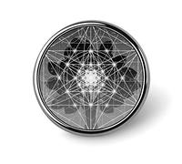Spilla rotonda con simboli di geometria sacra, elementi, cerchi e stelle, unisex, spilla liscia da bavero, leggera, decorazione per gioielli, accessori per costumi, uomo e donna