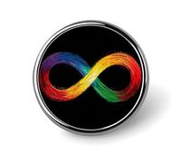 Spilla rotonda con simbolo dell'infinito e pennellate arcobaleno per uomo e donna, accessorio alla moda per colletto, giacca, zaino.