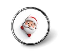 Spilla rotonda con simpatico Babbo Natale dei cartoni animati che fa capolino per uomo e donna, spilla da colletto, abito, giacca, zaino, accessori