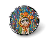 Spilla rotonda con simpatico gatto arancione miagolio, spilla da bavero, spilla da cravatta per donne, uomini, impiegati, insegnanti, decorazioni
