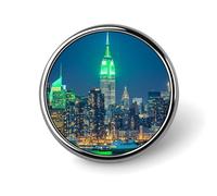 Spilla rotonda con skyline di New York, spilla da bavero, per cravatta, abiti, matrimoni, compleanni, per uomini e donne, Circular, Metallo