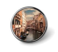 Spilla rotonda con splendida vista sul canale di Venezia, spilla da bavero in lega di alluminio, spilla alla moda leggera, accessorio decorativo per costumi da uomo e donna
