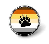 Spilla rotonda con stampa a strisce della bandiera dell'orgoglio dell'orso, spilla decorativa per cravatta, per uomo e donna