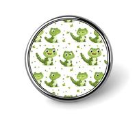 Spilla rotonda con stampa coccodrillo verde, bottoni a sublimazione per decorazione di cappelli e abbigliamento, spilla circolare in metallo da bavero per uomo, accessorio per costume.