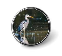 Spilla rotonda con stampa di airone grigio in acqua spilla da bavero smaltata spilla spilla personalizzata abbigliamento decorazione unisex porta badge cappelli borse camicie Decor