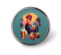 Spilla rotonda con stampa di pollo e gallo divertente, spilla da bavero, spilla da cravatta per donne, uomini, impiegati, insegnanti, decorazioni