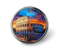 Spilla rotonda con stampa di Roma al tramonto, spilla da bavero, per cravatta, abiti, abiti, matrimoni, compleanni, per uomini e donne