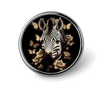 Spilla rotonda con stampa di una zebra circondata da fiori, regalo per uomo e donna, 1 pollice