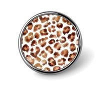 Spilla rotonda con stampa leopardata ad acquerello macchie marroni per uomo donna moda distintivo collare pin abito giacca zaino accessori