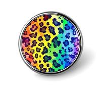 Spilla rotonda con stampa leopardata arcobaleno, spilla personalizzata con bottone, spilla da bavero per la decorazione di abbigliamento