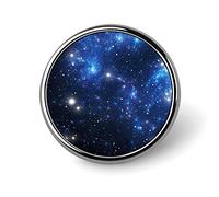 Spilla rotonda con stelle brillanti, stelle bianche e blu, galassia, spazio, nebulosa, unisex, spilla liscia da bavero, spilla leggera, decorazione per gioielli, accessori per costumi, uomo e donna