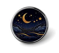 Spilla rotonda con stelle e luna, in metallo, personalizzata, adatta per abbigliamento, borse, cappelli, spilla stampata umoristica, decorazione per feste, accessori per uomini e donne