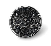 Spilla rotonda con teschio di peonia nera rosa spilla leggera da bavero spille da cravatta regali unici spilla in metallo distintivo per cappello camicia abbigliamento borse decorazione