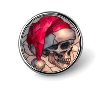 Spilla rotonda con teschio e cappello di Babbo Natale, gotico, per uomo e donna, alla moda, accessorio per abiti, giacche, zaini