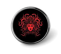 Spilla rotonda con testa di medusa rossa, spilla carina, spilla decorativa, gioielli per uomo e donna, spille in metallo