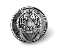 Spilla rotonda con tigre bianca e nera per uomini e donne, spille da bavero resistenti ed eleganti, distintivi in metallo leggero per camicie, giacche, cappelli