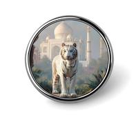 Spilla rotonda con tigre e Taj Mahal, spilla da bavero, cravatta, abito, accessori per uomo e donna, matrimonio, compleanno