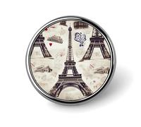 Spilla rotonda con Torre Eiffel francese di Parigi, spilla da bavero da 2,5 cm, durevole, non sbiadisce, versatile spilla decorativa in metallo, leggera spilla decorativa per accessori di