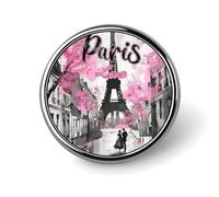 Spilla rotonda con Torre Eiffel, Parigi, Strada Romantica, Spilla da bavero/cravatta per uomo e donna, Impiegato, Insegnante, Decorazione