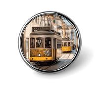 Spilla rotonda con tram di Lisbona Spilla da bavero smaltata spilla spilla personalizzata abbigliamento decorazione unisex porta badge cappelli borse camicie Decor