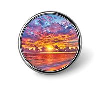 Spilla rotonda con tramonto sull'oceano alle Maldive, spilla da cravatta unisex liscia, spilla leggera per gioielli artigianali, decorazione per accessori per costumi da uomo e da donna