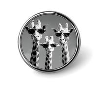 Spilla rotonda con tre giraffe che indossano occhiali da sole, spilla con stampa, regalo per uomo e donna, 1 pollice